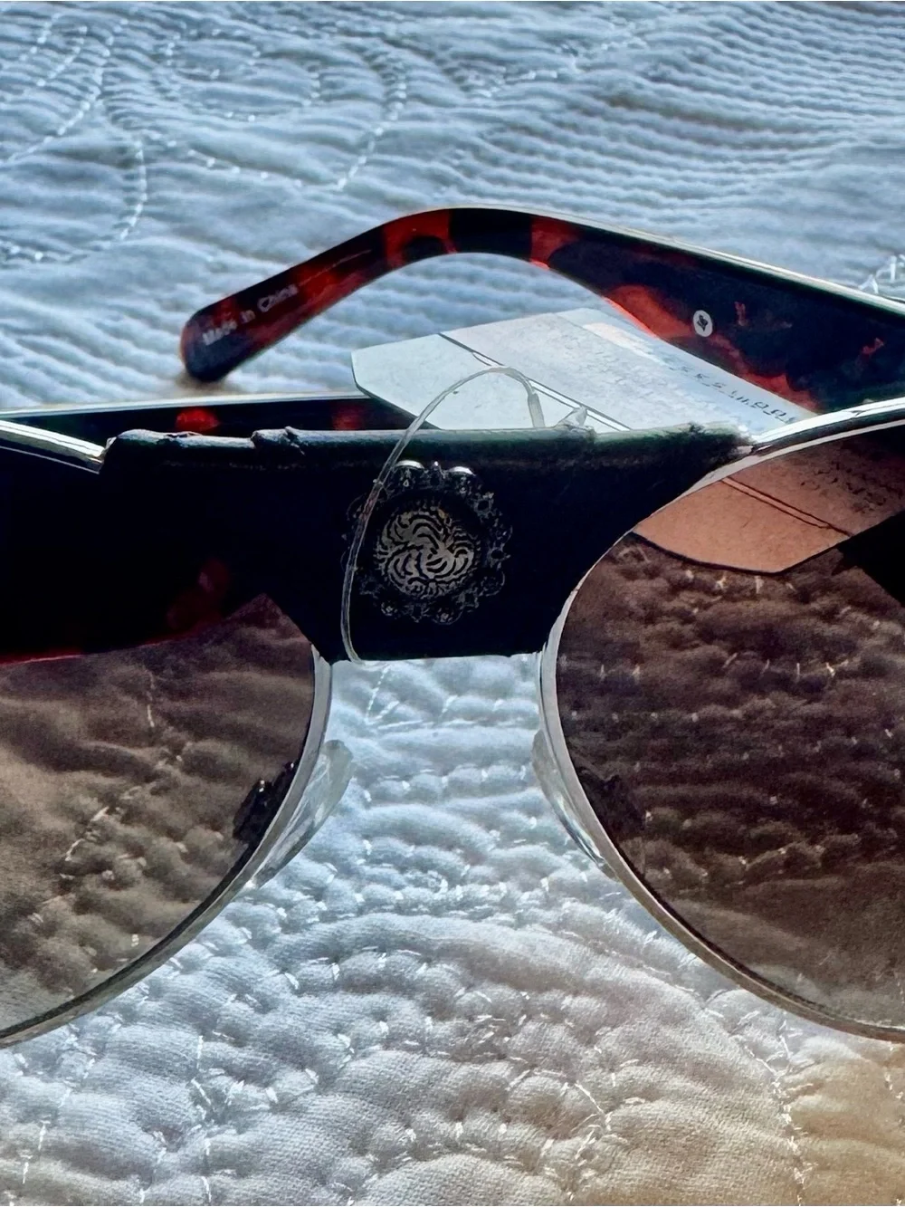 Montana West Tortoiseshell Frame Round Sunglasses with Silver Accents